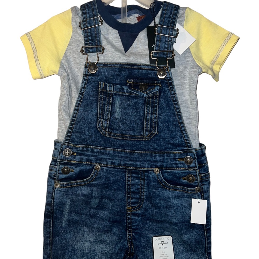 7 For all Mankind Baby Boy Overalls Outfit Set